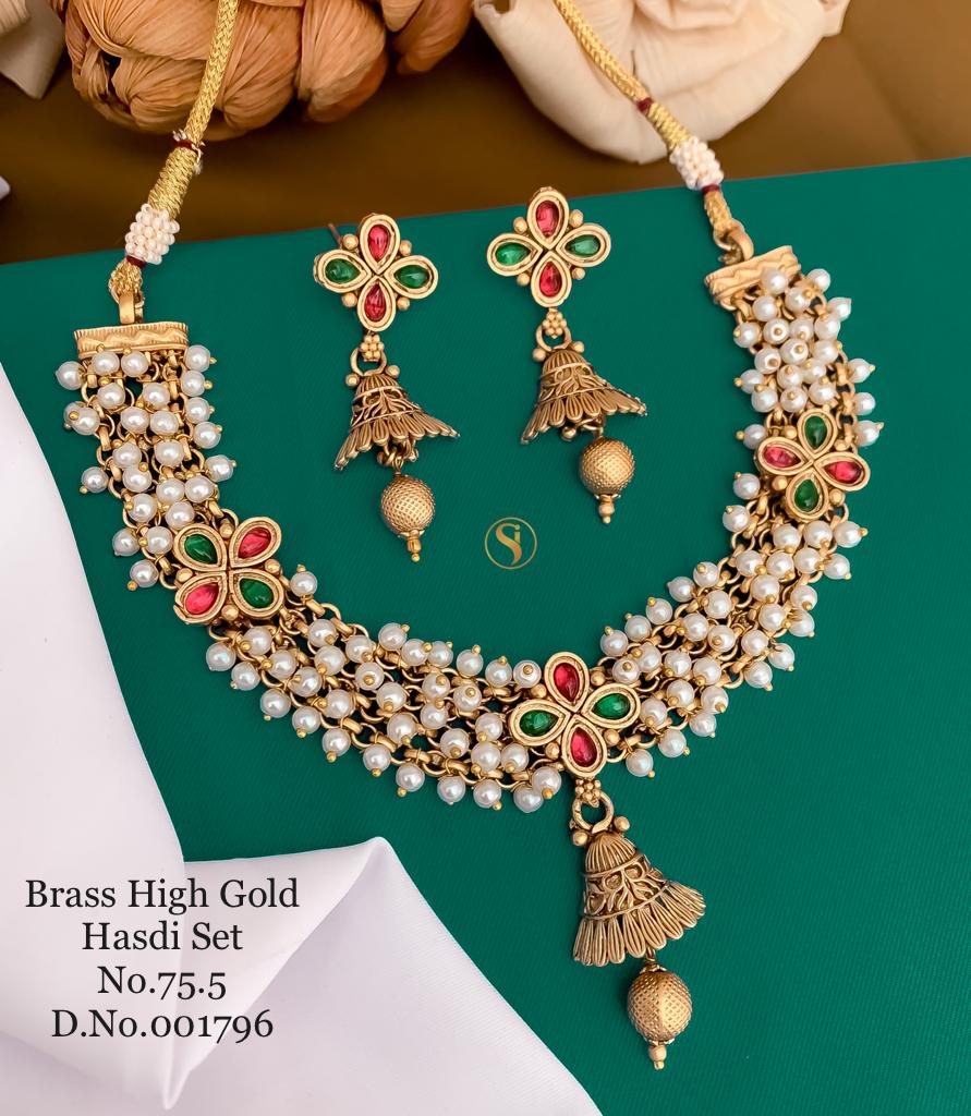 179 BH Designer Pearl Brass High Gold Hasadi Set Manufacturers
